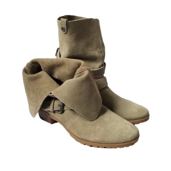 Dolce Vita DV Sage Green Floppy Suede Leather Mid calf Fold Over Boots Size 7 - Picture 4 of 6